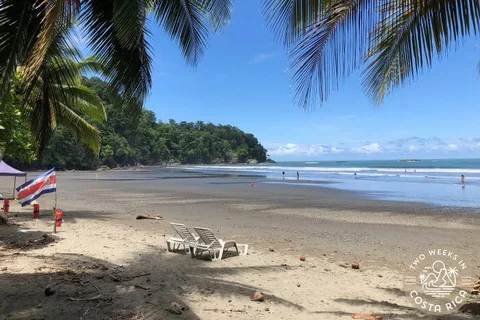 A quiet sandy cove at Playa Ventanas, famous for its sea caves